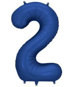 PartyDeco Folienballon Zahl 2 Blau 86 cm