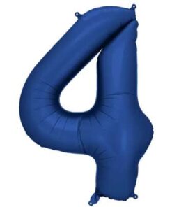 PartyDeco Folienballon Zahl 4 Blau 86 cm