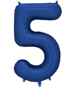 PartyDeco Folienballon Zahl 5 Blau 86 cm