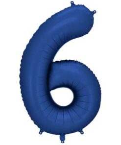PartyDeco Folienballon Zahl 6 Blau 86 cm