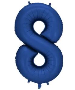 PartyDeco Folienballon Zahl 8 Blau 86 cm