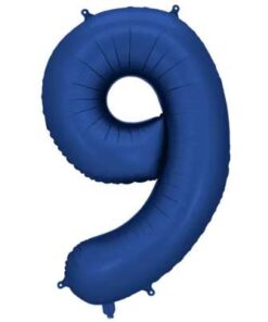 PartyDeco Folienballon Zahl 9 Blau 86 cm