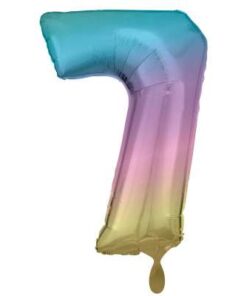 folienballon zahl 7 regenbogen 86 cm