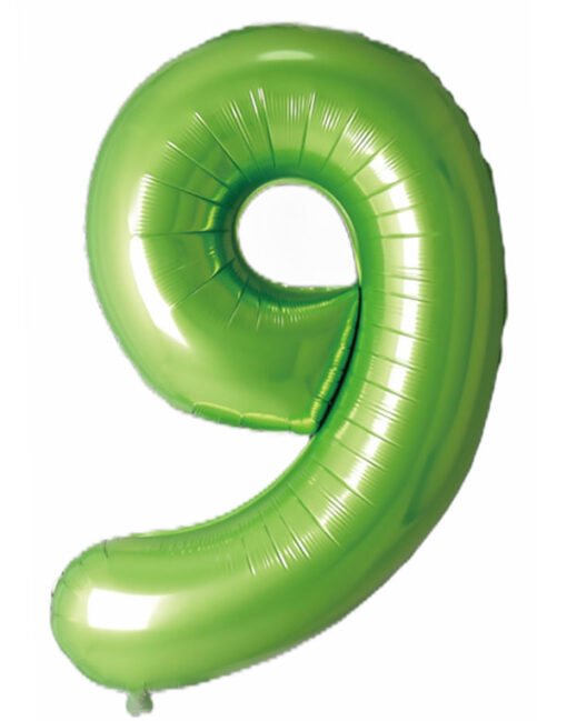 Folienballon Zahl 9 Grün 86 cm