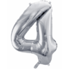 Folienballon Zahl 4 Silber 86 cm