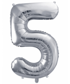 Folienballon Zahl 5 Silber 86 cm