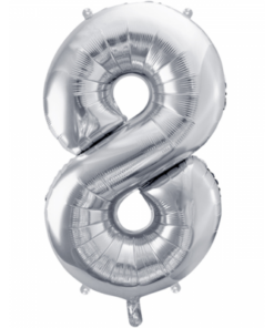 Folienballon Zahl 8 Silber 86 cm