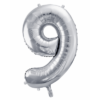 Folienballon Zahl 9 Silber 86 cm