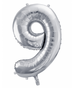 Folienballon Zahl 9 Silber 86 cm