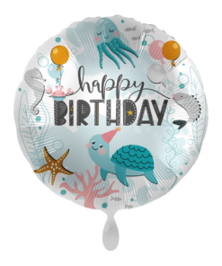 Folienballon Meerestier Happy Birthday 43 cm