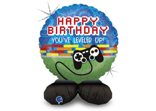 Folienballon Controller Happy Birthday mit Standfuß 46 cm