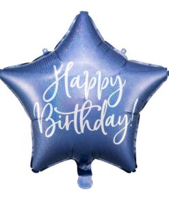 Folienballon Stern Blau Happy Birthday 40 cm