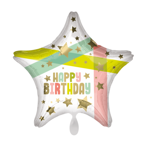 Folienballon Stern Happy Birthday 48 cm