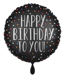 Folienballon Schwar Konfetti Happy Birthday To You 45 cm
