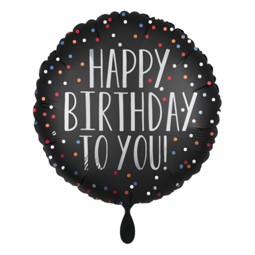 Folienballon Schwar Konfetti Happy Birthday To You 45 cm