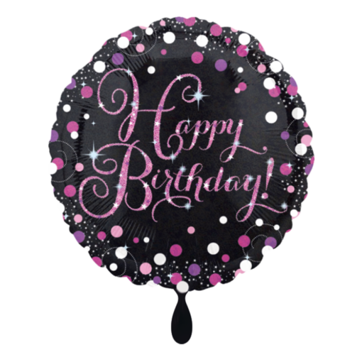 Folienballon Schwarz Pink Happy Birthday 45 cm