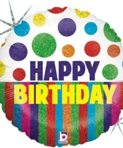 Folienballon Bunt Holographisch Happy Birthday 46 cm