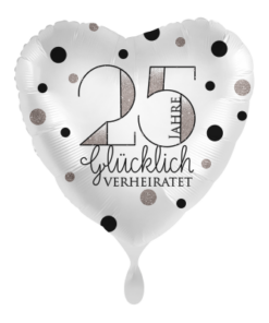Folienballon Silber Hochzeit 25 Jahre Glücklich Verheiratet 43 cm