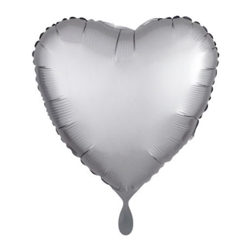 Folienballon Herz Silber Satin 43 cm