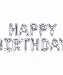 Folienballon Happy Birthday Schriftzug 340 cm Silber