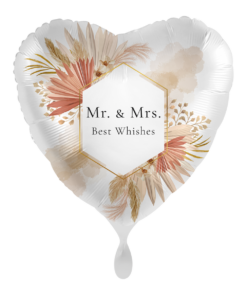 Premioloon Folienballon Herz Mr & Mrs Best Whishes 43 cm