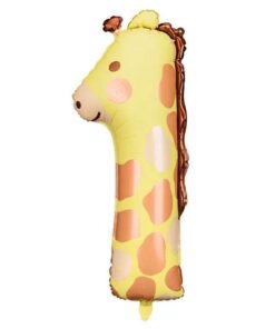 PartyDeco Folienballon Zahl 1 Giraffe