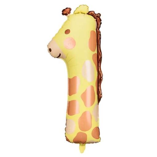 PartyDeco Folienballon Zahl 1 Giraffe