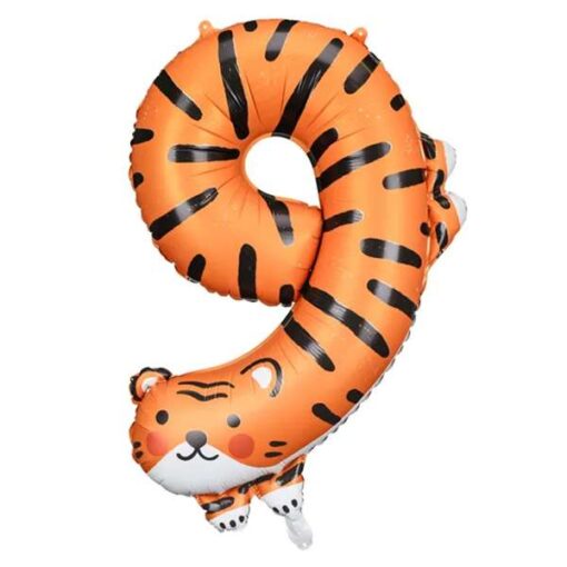 PartyDeco Folienballon Zahl 9 Tiger